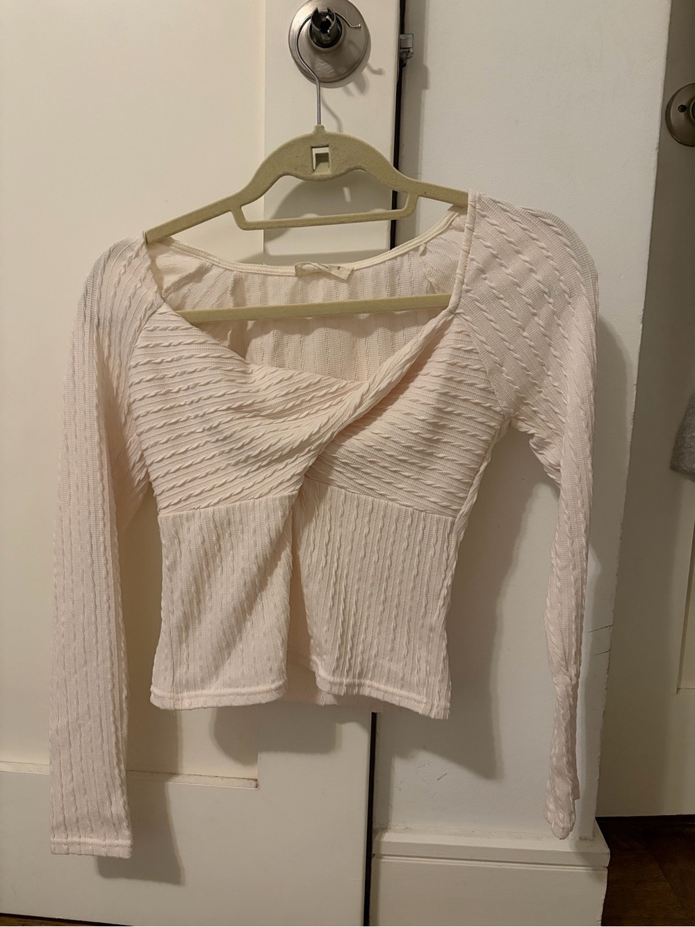 Women’s Blush Long-Sleeve Textured Wrap Top